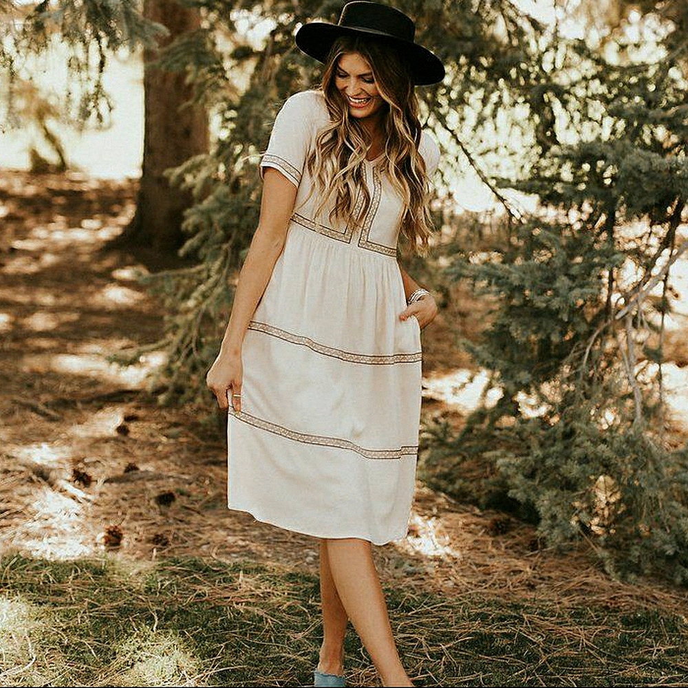 Roolee Embroidered Midi Dress